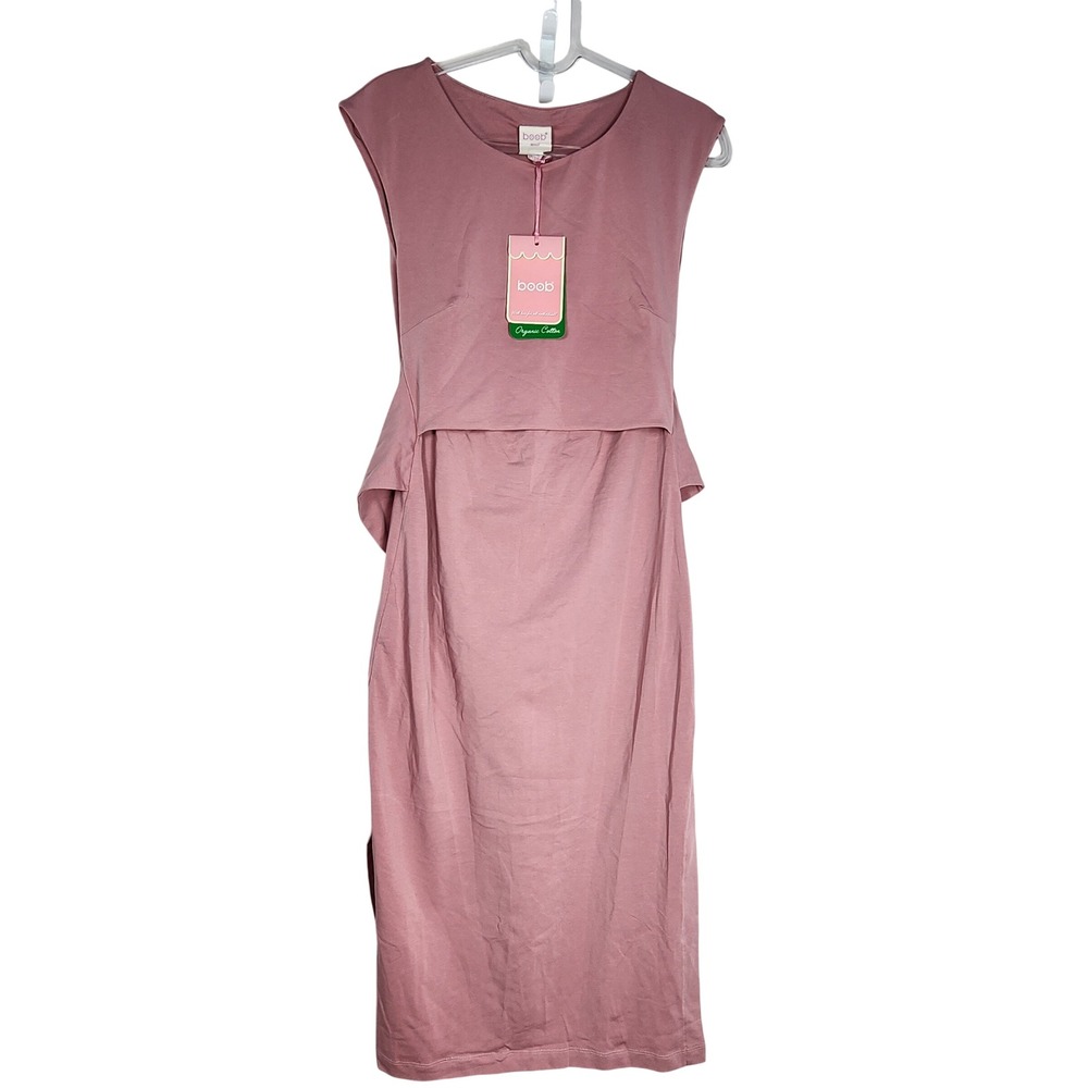 Boob Design Sleeveless Nursing Dress Organic Cotton Breast Feeding PInk Small